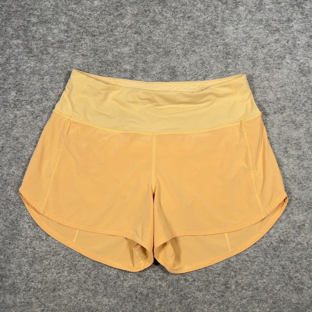 Lululemon Shorts Womens 8 Yellow High Rise Running Athletic Speed Up Lined Gym